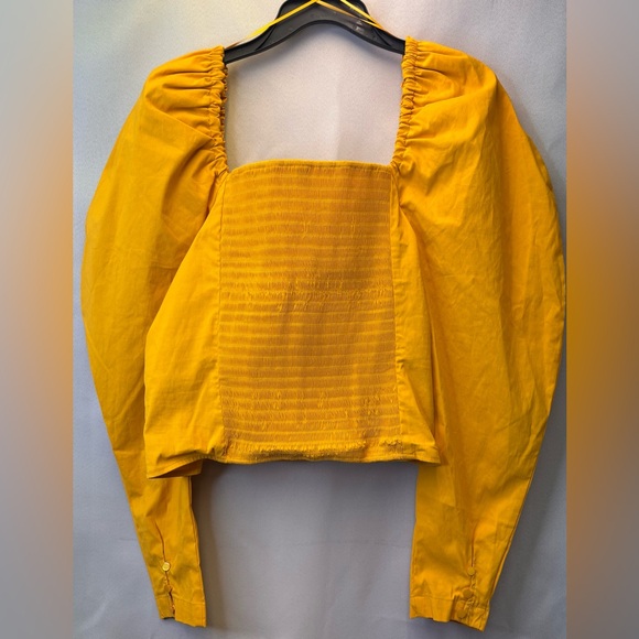 Levi’s Junie Mutton Sleeve Cotton Blend Blouse In Old Gold Size X-LARGE - Picture 2 of 11